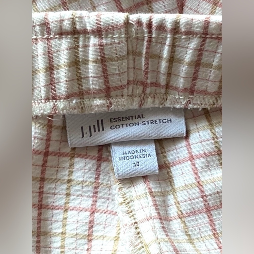 🌟 J. Jill Cotton stretch Pants Cream Tan, White Baby Pink comfy striped pants - Picture 2 of 14
